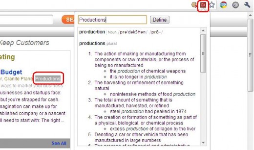 google dictionary chrome extension