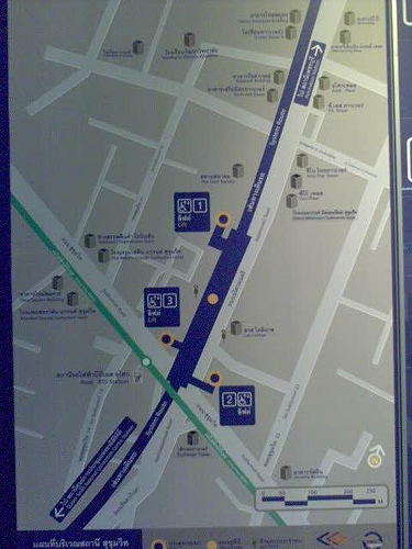 Each station has a map numbering all points of exit