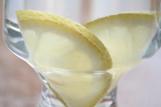 Lemon slices in hot water