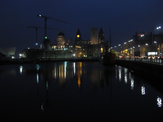 Liverpool's waterfront by night
