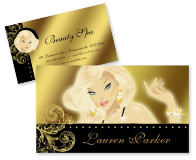 Elegant beauty business cards great for any makeup artist or jewelry designer.  All designs copyright J. van Hoof 2010, all rights reserved.