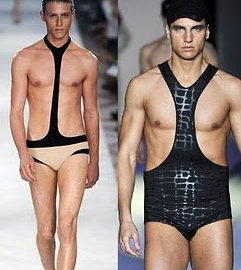 I cropped off the guy to the left of these, he's as close to a Mankini "Do" as you can get, and it's still a "Don't". The second link below will bring you to the full picture.