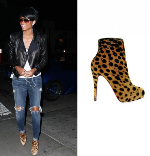 Ciara wearing Christian Louboutin Leopard Low Heel Boots