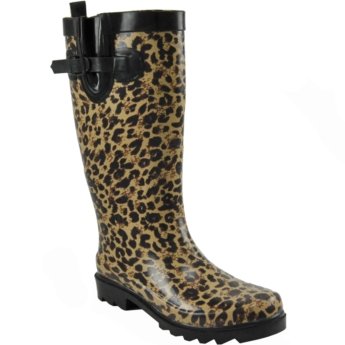 Leopard print rain boots