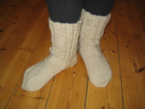 Knitted socks with wool will keep your feet warm!