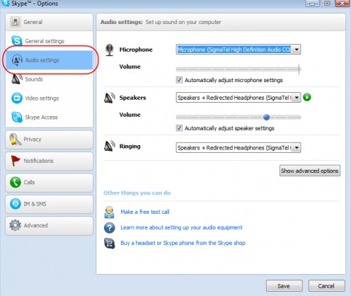 Diagram 3. Skype Audio settings