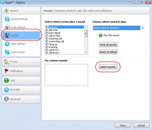 Diagram 5. Setting up Skype sounds