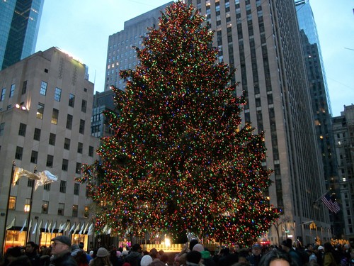 Close up of the tree at Rockefeller Center in NYC.