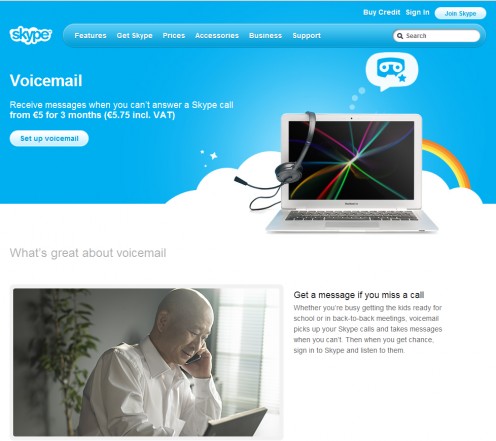 Diagram 7. The purchase Skype voicemail page