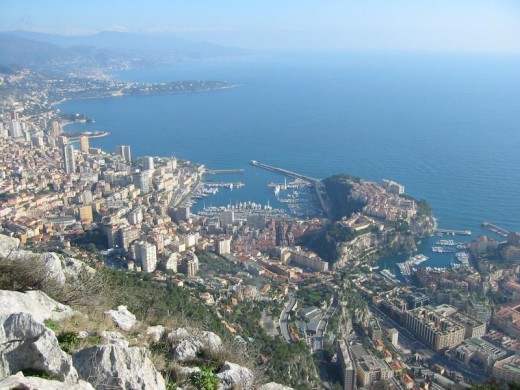 View overlooking Monaco and the Mediterranean coastline