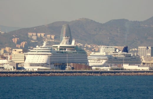 Barcelona is a major hub for cruise ships.