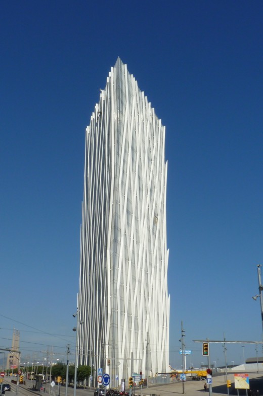 A new flatiron skyscraper building in Barcelona.