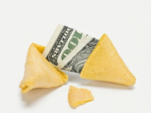 fortune cookie with money