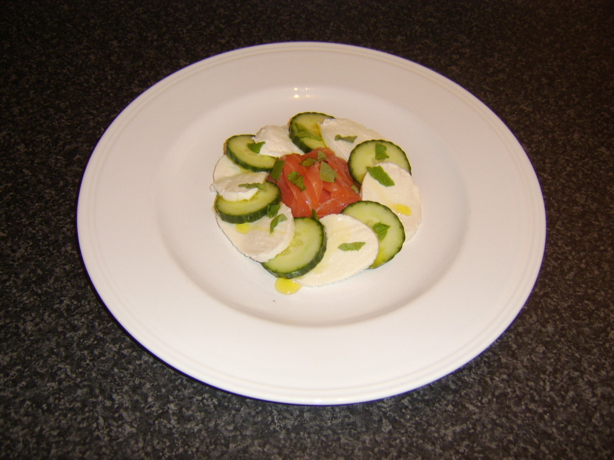 Smoked Salmon, Cucumber and Mozzarella with Extra Virgin Olive Oil