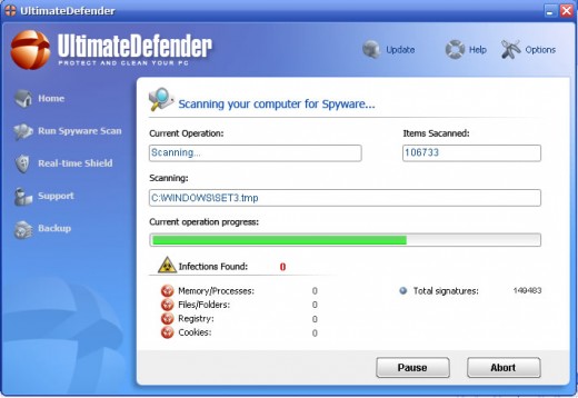 Vundo advertises Ultimate Defender (fake spyware remover)