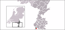Map location of Mesch in Limburg province of The Netherlands