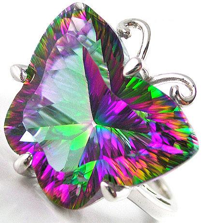 Genuine Mystic Topaz Ring Sterling Silver Butterfly