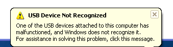 USB Device Not Recognised