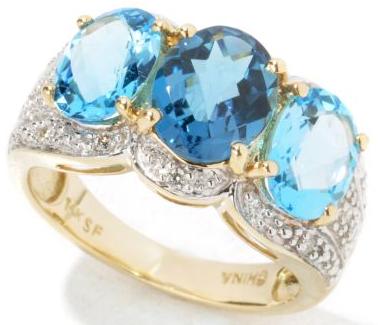 London Blue Topaz & Swiss Blue Topaz with Diamond Ring