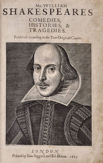 Title page William Shakespeare's First Folio 1623 This is a file from the Wikimedia Commons. This image (or other media file) is in the public domain because its copyright has expired.  http://en.wikipedia.org/wiki/File:Title_page_William_Shakespeare