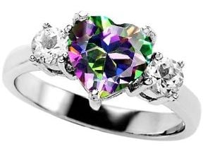 heart shaped mystic topaz ring