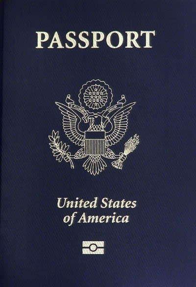 A biometric passport book-- it contains a chip that has an electronic copy of your photo, identification info, and anything printed inside your passport, and can be used to track your movements when scanned.