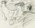 Cafe society sketch in pencil
