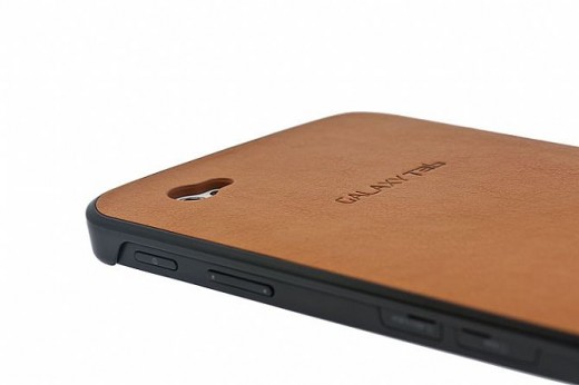 The Galaxy Tab with the stunning Executive Camel leather case