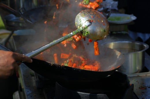 Stir Fry Recipes that use the Bao technique start with a red hot wok pan and cook each ingredient in rapid succession.