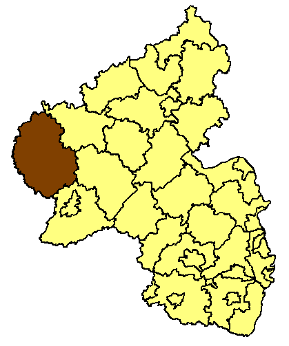 Map location of the Bitburg-Pruem district of the Rhineland-Palatinate