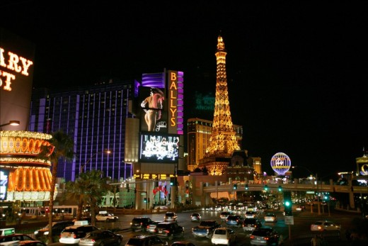 Las Vegas at night with a little bit of Paris