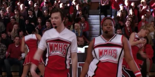 Kurt and Mercedes, as brand new Cheerios, performing "4 Minutes"