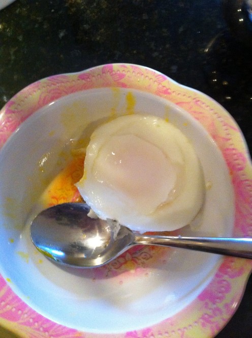 Poached egg in dish