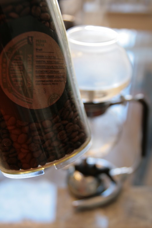 Mmm.. Pedra Roxa Brazil coffee beans from Gorilla Coffee in NY.  Roasted on Dec. 13th.