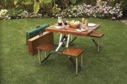 Portable folding picnic table with seats
