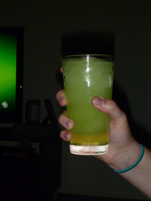 Frozen drink, and natural skin tone -- shock horror it is that light, but there is a seblance of pigment there. 