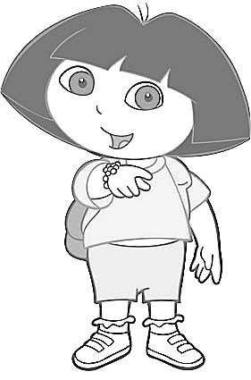 Dora in Grayscale with Sharpness added, Contrast lowered, and Exposure increased.