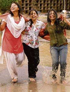 Indian college girls enjoying weather