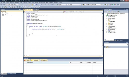 Figure 2: The default.aspx.cs code behind file