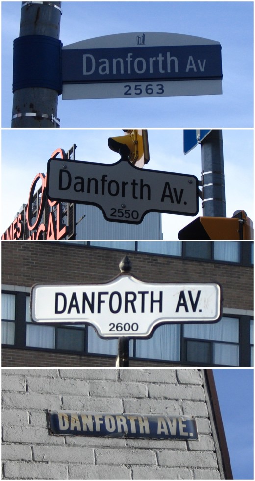Danforth Avenue's roadsigns