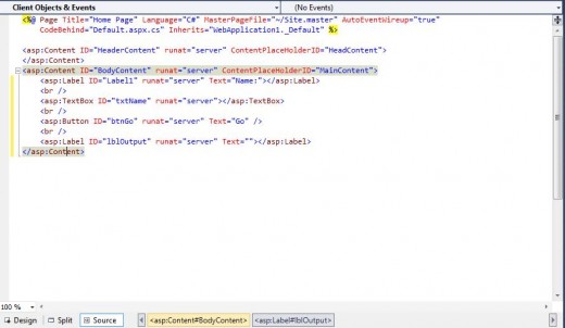 Figure 5 - default.aspx with new layout code.