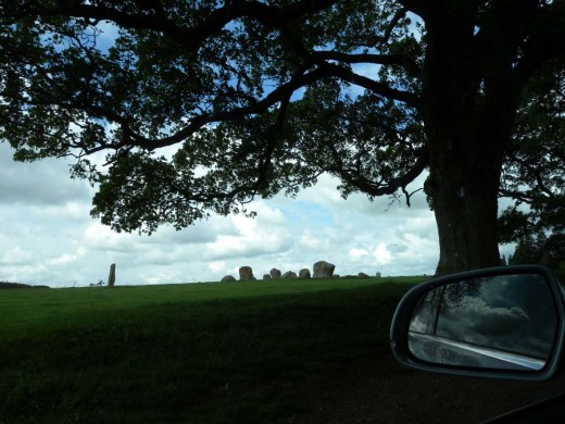 We drive up and park on the grass.  This is our first view of Long Meg and her Daughters.