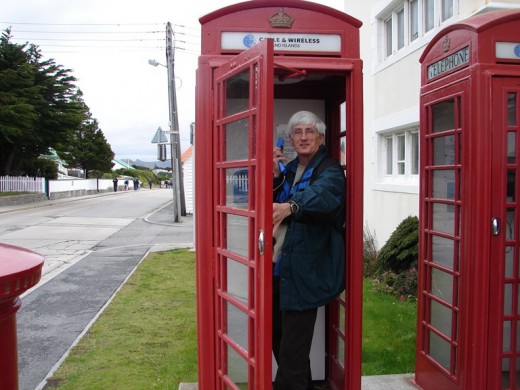 This is me trying out their telephones.