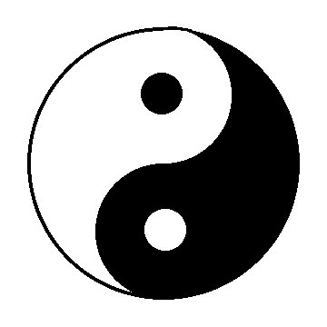 The Yin and Yang symbol with white representing Yang and black representing Yin. Strive to keep the two in balance in your life. 