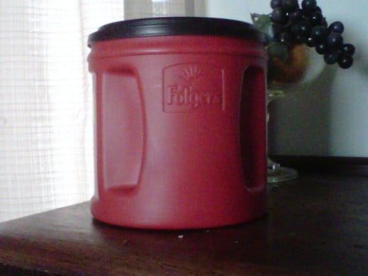Large Folgers Coffee Container