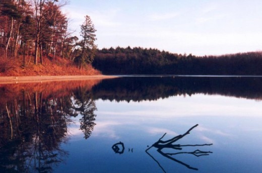 Walden Pond, the location of Henry David Thoreau's experiment in ecological living