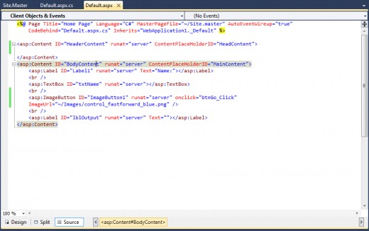 Figure 6 - Default.aspx with the ImageButton substituted for the Button