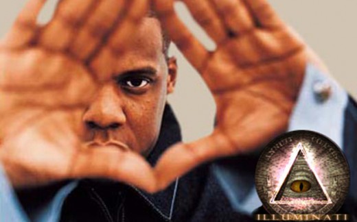 Jay-Z in an All-Seeing Eye pose. Music artists are believed to be a target of the Illuminati. Their goal? To send out a message.
