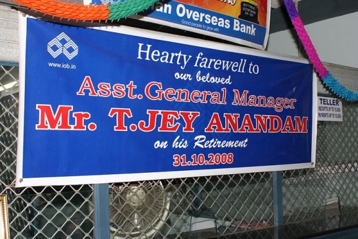 Retirement Farewell of Assistant General Manager of Indian Overseas Bank.