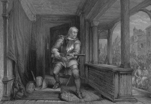 James Hamilton preparing to shoot the Regent Earl of Moray. Image via Wikipedia